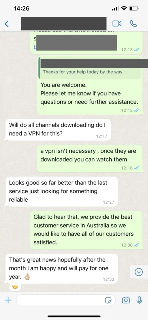 iptvtour customer service fast response chat screenshot 3
